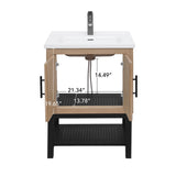 24" Bathroom Vanity White Ceramic Sink & Hot and Cold Faucet , Freestanding Bathroom Cabinet W688P224403