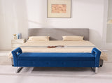 67.91"Wide Velvet Storage Soft Bench with Armrests for Living Room, Entryway and Bedroom. Navy W3118P272640