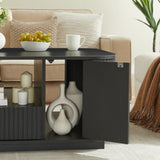 46.5"modern luxury oval coffee table with drawers and storage compartments, curved contour design, W1162P339119