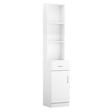 ZUN FCH Standing 5 Compartments 1 Drawer 1 Door MDF Barber Cabinet White 67610212