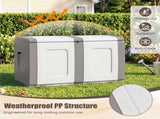 53 Gallon Large Outdoor PP Deck Box Waterproof Storage Box with Lockable Lid & Side Handles-Gray 20974750