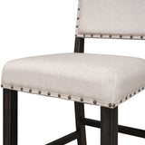 ZUN 2 Pieces Rustic Wooden Counter Height Upholstered Dining Chairs for Small Places, Espresso+ Beige 03643073