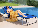 Oversized Patio Chaise Lounge, 27" Wide 4-Position Adjustable Backrest Folding Tanning Chair-Navy 09940851