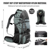 60L Outdoor hiking backpack with internal frame, including rain cover, grey Amazon 48307401