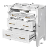 30'' Bathroom Vanity with Ceramic Sink Combo, Free Standing Single Vanity Set with 3 Drawers, Solid N710P246209K