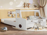 Twin Size Floor Bed with Interesting Car-shape Design, Kids Car Floor Bed with Storage Drawers, W1580P396323