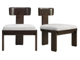 Upholstered Dining Chairs Set of 2, Fabric Side Chairs with Gray Seating Dark Brown Solid Rubber N779P236964E