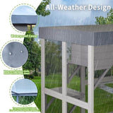 70.5 Tall Wooden Catio Outdoor Cat Enclosure, Gray Cat House Large Solid Wood Cage Playpen with 6 W773P307596