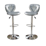 ZUN Silver / Grey Faux Leather PVC Stool Counter Height Chairs Set of 2 Adjustable Height Kitchen Island B01149737