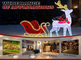 5ft Lighted Christmas Reindeer & Sleigh Outdoor Yard Decoration Set with LED Lights, Red & White 85467541