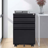 ZUN 3 Drawer Mobile File Cabinet with Lock,Metal Filing Cabinets for Home Office Organizer 03196459