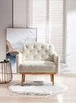 ZUN COOLMORE Modern Accent Chair with Arms, Tufted Decorative Fabric Armchair with Gold Metal Legs, W39537932