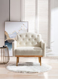 ZUN COOLMORE Modern Accent Chair with Arms, Tufted Decorative Fabric Armchair with Gold Metal Legs, W39537932