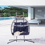 ZUN 2 Person Outdoor Rattan Hanging Chair Patio Wicker Egg Chair W87472178