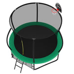 ZUN 10FT Pumpkin Trampoline, Outdoor Trampoline with Basketball Hoop, Enclosure Net and Ladder W1163P148156