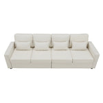 ZUN [New] 104" 4-Seater Modern Linen Fabric Sofa with Armrest Pockets and 4 71307056