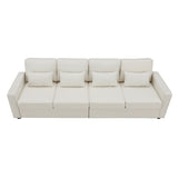 ZUN [New] 104" 4-Seater Modern Linen Fabric Sofa with Armrest Pockets and 4 71307056