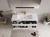 42" Wall-Mounted Bathroom Vanity with Sink, Floating Bathroom Storage Cabinet with Stone Resin W1573P389276