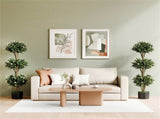 51" Artificial Boxwood Topiary Tree with 59 Flowers, Realistic Faux Evergreen Plant - White 33007501