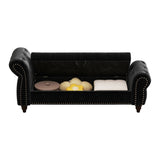 64.5" Bed Bench for Bed Room Nails Tufted Chaise of Lounge with Storage Velvet Upholstery Black W1097P202877