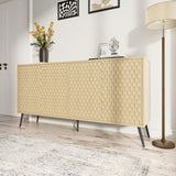 Mid-Century Modern Sideboard 63" - 5 Support Legs & 4 Adjustable Shelves - Entryway or Living Room T3833P366655