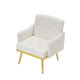 cream white velvet armchair with metal legs W58852198