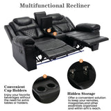 Home Theater Seating Manual Recliner Loveseat with Hide-Away Storage, Cup Holders and LED Light WF310726AAB