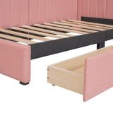 Upholstered Daybed with 2 Storage Drawers Twin Size Sofa Bed Frame No Box Spring Needed, Linen WF299017AAH