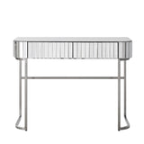 39" Mirrored Makeup Vanity Table with Stainless Steel Base, Mirrored Console Dressing Table with 2 N704P171796N