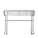 ZUN 39" Mirrored Makeup Vanity Table with Stainless Steel Base, Mirrored Console Dressing Table with 2 75032904