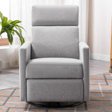 Modern Upholstered Rocker Nursery Chair Plush Seating Glider Swivel Recliner Chair, Gray 09348183