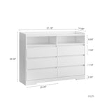 ZUN 6 Drawer Dresser, White Dresser for Bedroom LED Lights, Modern Dressers & Chests of Drawers 26843851