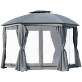 ZUN 144x144 Inch Round Outdoor Gazebo, Patio Dome Gazebo Canopy Shelter with Double Roof, Netting 20014471