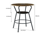 3-Piece Bar Table Set,Round Height Table and PU Upholstered Stools with Backrest, Industrial 49003500