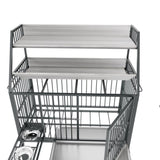 Large pet cage with rack, drawers with stainless steel food and water basins, double-layer W3064P245387