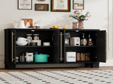 TREXM Sideboard Buffet Cabinet with Storage, Wood Sideboard with Adjustable Shelves and Gold Handles N715P232696B