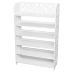 ZUN Wood-plastic Board Six Tiers Carved Shoe Rack White B 86980088