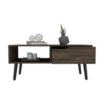 ZUN Coffee Table, One Open Shelf, One Drawer, Dark Walnut B097133228