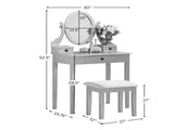 Moniys Wood Moniya Makeup Vanity Table and Stool Set, Purple T2574P163832