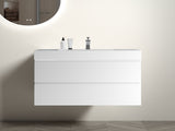 BB02-36-101, Integrated solid surface basin WITHOUT drain and faucet, glossy white color W1865P321775