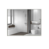 ZUN 40x30inch Glossy White Rectangular-Mounted Beveled Bathroom Mirror,Square Angle Metal Frame W2091128136