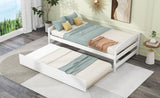 Twin Size Platform Bed with Twin Size Trundle, White WF313279AAK