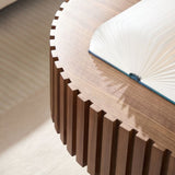 43.70 Inch Modern Handcraft Drum Coffee Oval Coffee for Living Room,Small Wooden Coffee W2582P250586