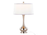 Cairo 28.75" Contemporary Metal Table Lamp in Brushed Nickel and White Linen Shade with Silver Trim B202P224102