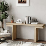 66" Extra Wide Real Wood Veneered Console Table, Minimalist Sofa Table Behind Couch for Entryway, W1435P312700