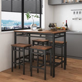 ZUN Bar table set 5PC Dinging table set with high stools, structural strengthening, industrial style. W1162126311