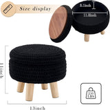 Round Ottoman with Storage Multifunctional Cotton Knitted Shoe Changing Stool Footrest Stool for 90939989