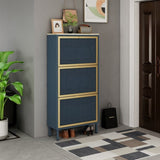 3 Metal Door Shoe Rack, Freestanding Modern Shoe Storage Cabinet, Metal rattan, for Entryway W68849315