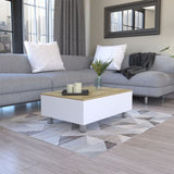 ZUN Gambia Lift Top Coffee Table, Four Legs -White / Light Oak B20091866