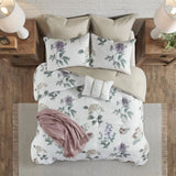 7 Piece Printed Seersucker Comforter Set with Throw Blanket Taupe/Blush King/Cal King B035P266670